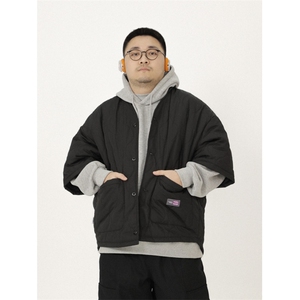 1506-1/M22971/P72冬款日系简约葫芦纹宽松短袖外搭叠穿棉衣男图片