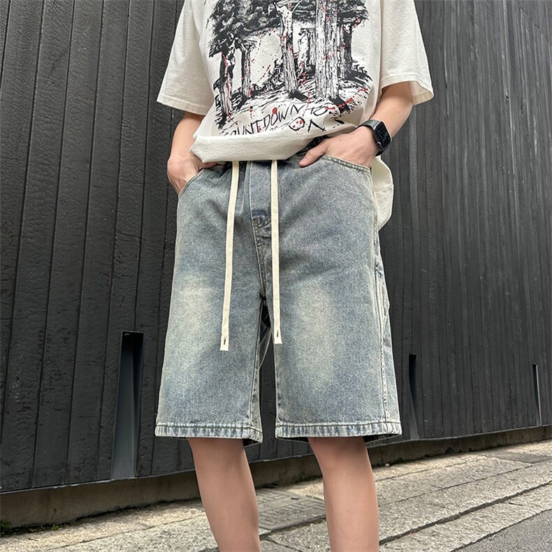 2024夏季新款外景大码美式拼接牛仔短裤M-5XGK24385-P50,男装牛仔裤,电商A022