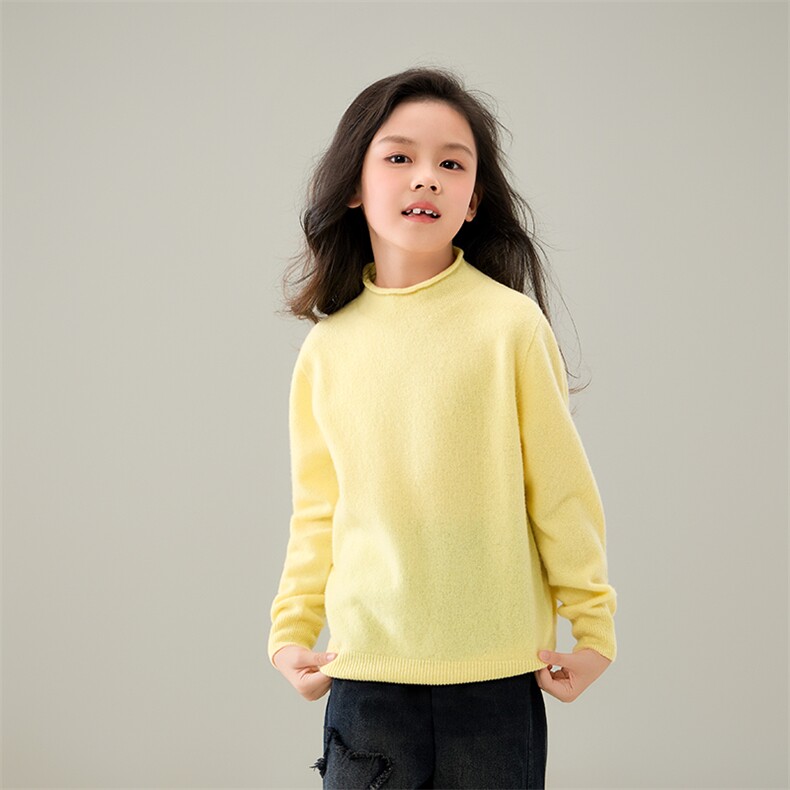 圆领长袖时尚百搭通勤儿童羊毛衫男女同款，童装儿童羊毛衫，奥澜羊绒