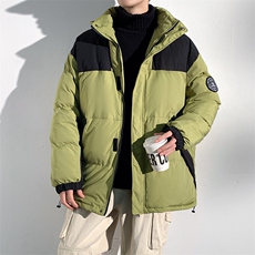 秋冬港风连帽时尚棉衣袖章宽松加厚冬季外套MY9308P-95，男装棉衣，电商A128