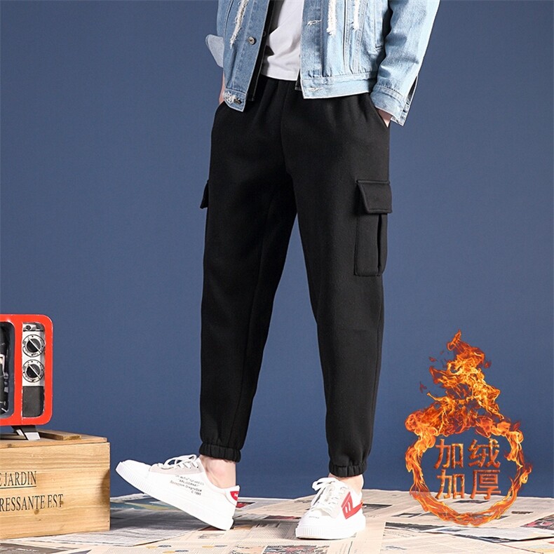 18冬季新款加绒加厚蒙马日系港chic风格休闲裤工装裤CK21P50,男装休闲裤,电商A021A