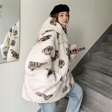 情侣装羊羔毛小熊棉衣宽松潮牌棉服棉袄A071-1001-P115女类，男装棉衣，电商A125