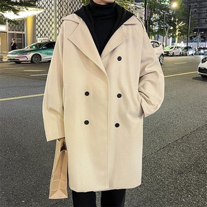 特批100无差价假俩件可拆卸连帽毛呢大衣中长款情侣夹克外套J663,男装毛呢大衣,电商A001-1