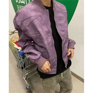 秋冬小众美式街头复古拉链口袋麂皮夹克男女同款外套 J857图片