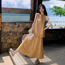 洋气甜美2025夏新款气质减龄设计感不规则花边背心半身裙两件套女，女装套装/套裙，2C159