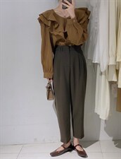 韩系荷叶边小衫，其它，驿谷