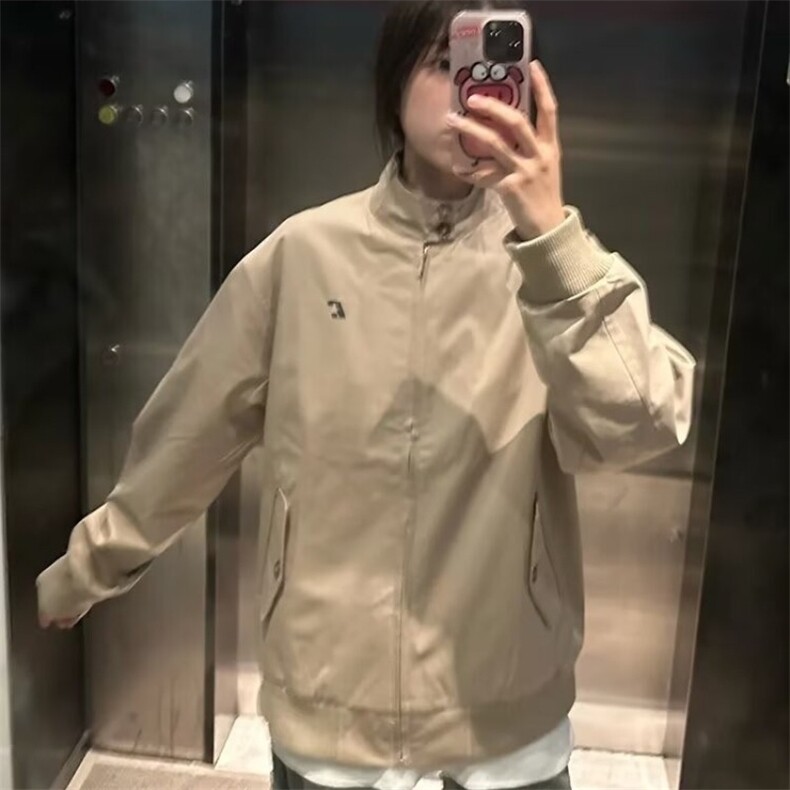 美式高街立领新款宽松百搭休闲工装夹克外套女小个子WJK27图片