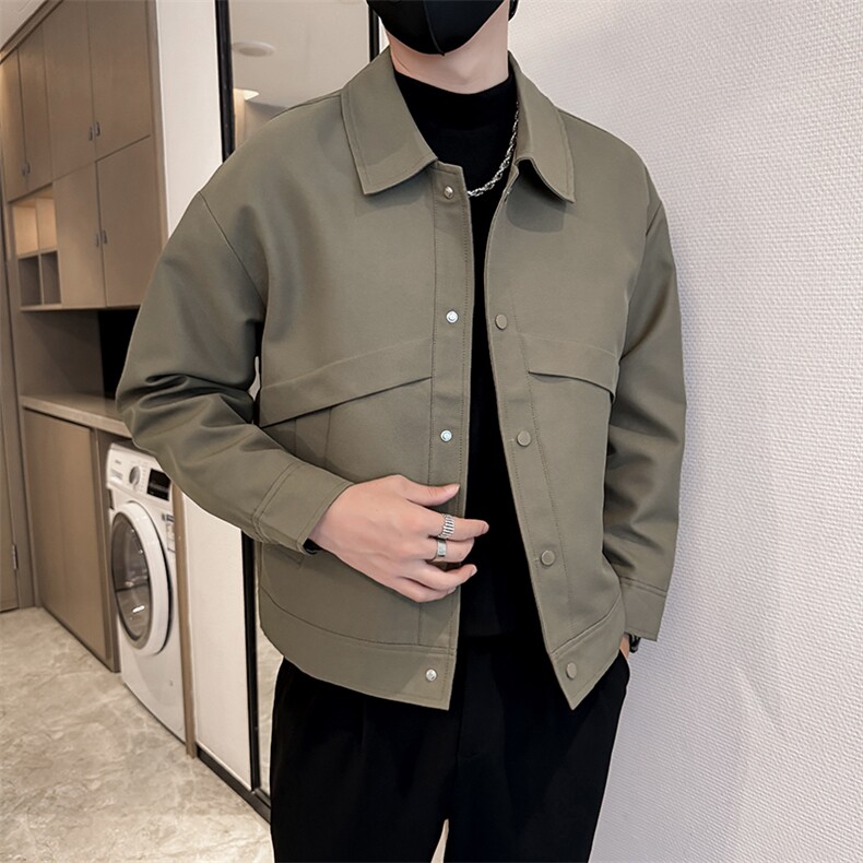 社会小伙高端短款宽松韩版大衣外套 风衣夹克男A236-FY8015-P115图片