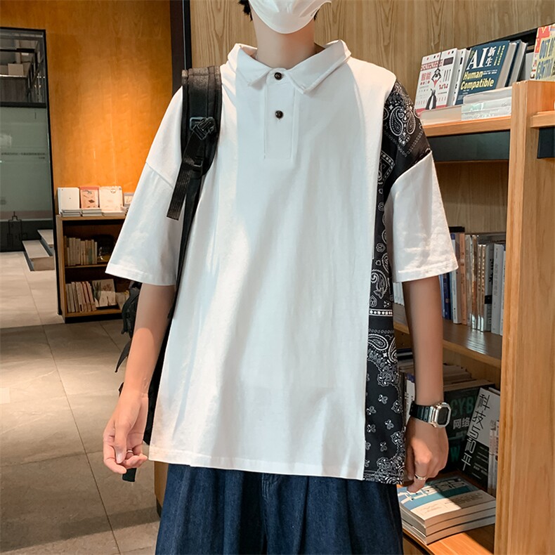 高街腰果花polo衫男短袖夏潮牌潮流ins宽松半袖t恤上衣T687-P30,男装T恤,星座512-2