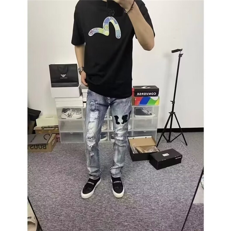 1506A/G9970/P44港风潮男夏季新款2025个性字母牛仔裤,男装牛仔裤,星座1506A