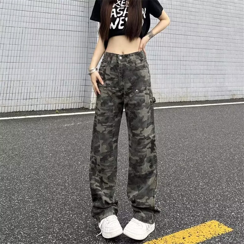 ins复古嘻哈高街迷彩牛仔裤工装休闲裤宽松直筒裤男女WLN9199-P48,男装牛仔裤,星座1008