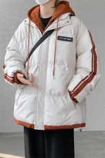 棉衣男冬季新款港风大码宽松连帽假两件加厚棉服MF8587-P88(现货，男装棉衣，星座214-3
