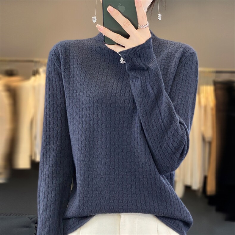 2024秋季新款半高领加厚保暖长袖毛衣女秋冬内搭洋气针织衫,针织衫/毛衣,暖娇绒包芯纱店