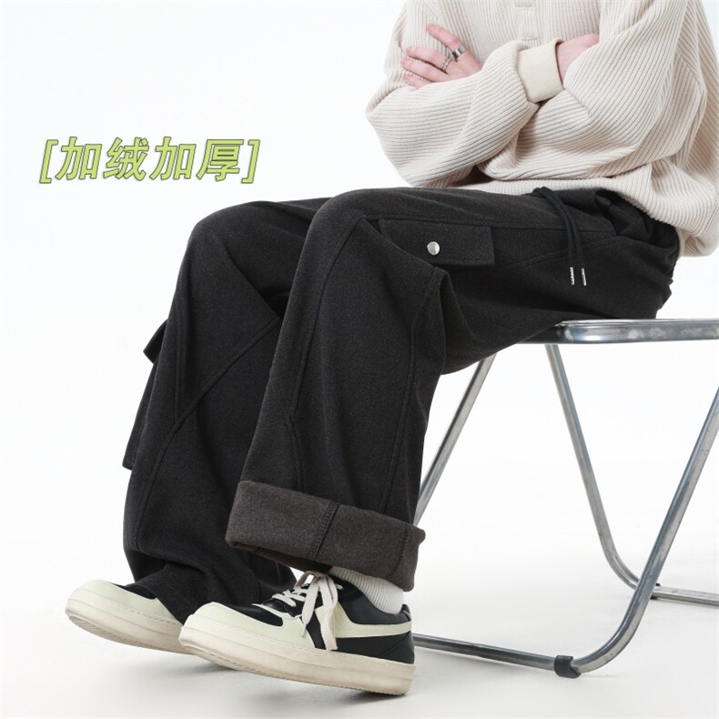XZ616秋冬毛呢加绒缉明线不规则口袋休闲长裤K1090特P40控78,男装卫衣,星座512A（原616）
