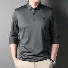 CE786钱塘2020-2中年男士商务休闲春秋薄款时尚休闲长袖T恤P72，男装T恤，钱塘207-2