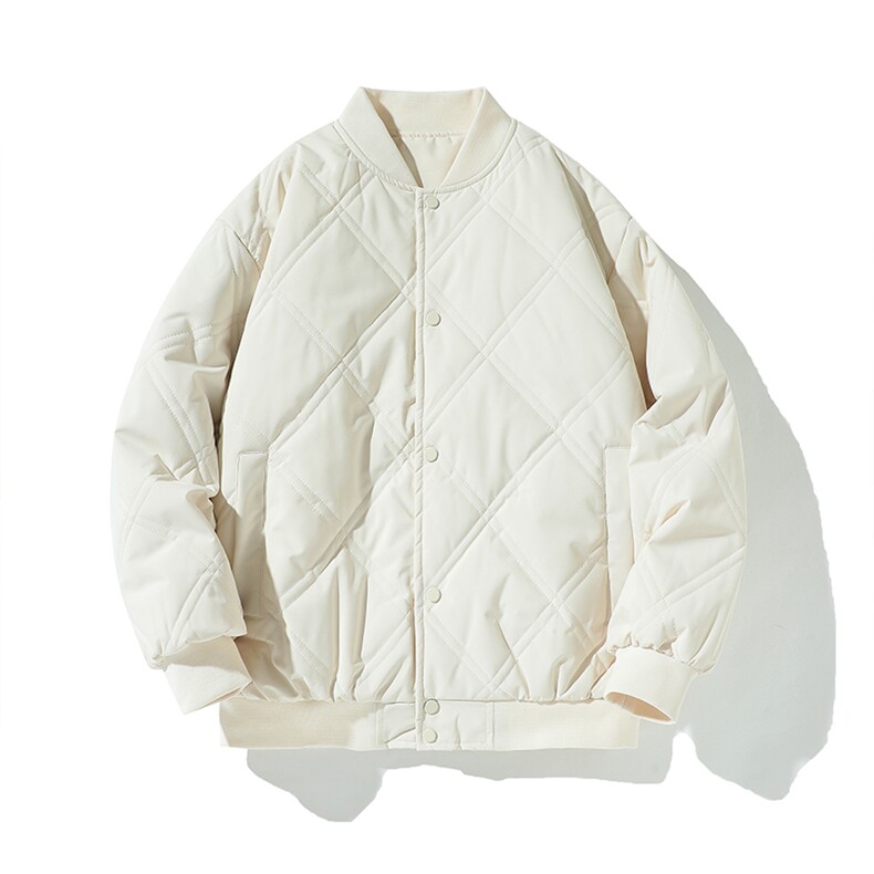 冬季纯色菱形格棒球服棉服保暖宽松休闲简约情侣款棉衣MY385-P65,男装棉衣,电商B306