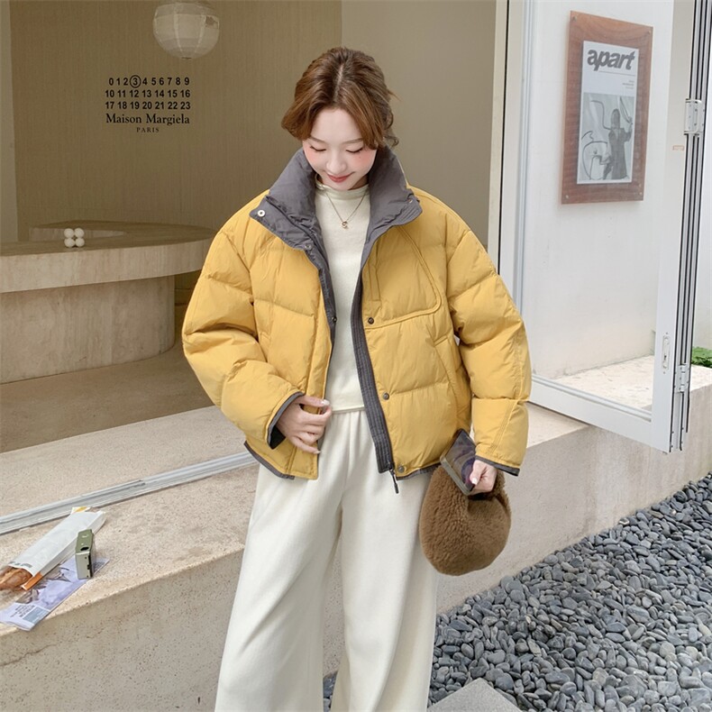 都是现货！2C056-7092-P275控418（撞色拼接银杏黄90绒羽绒服）,女装羽绒服,2C056