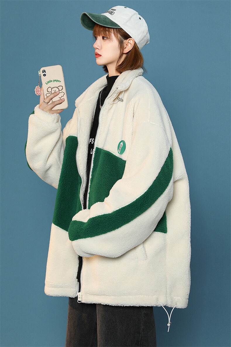 冬款中性风加绒加厚棉衣外套徽章羊羔绒棉服男士8146-P115控价158,男装棉衣,电商A441-1