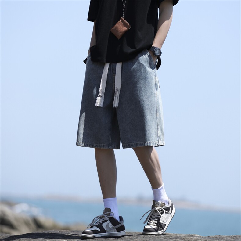 夏季薄款宽松休闲潮流百搭学生港风ins牛仔短裤男DK852-特批-34图片