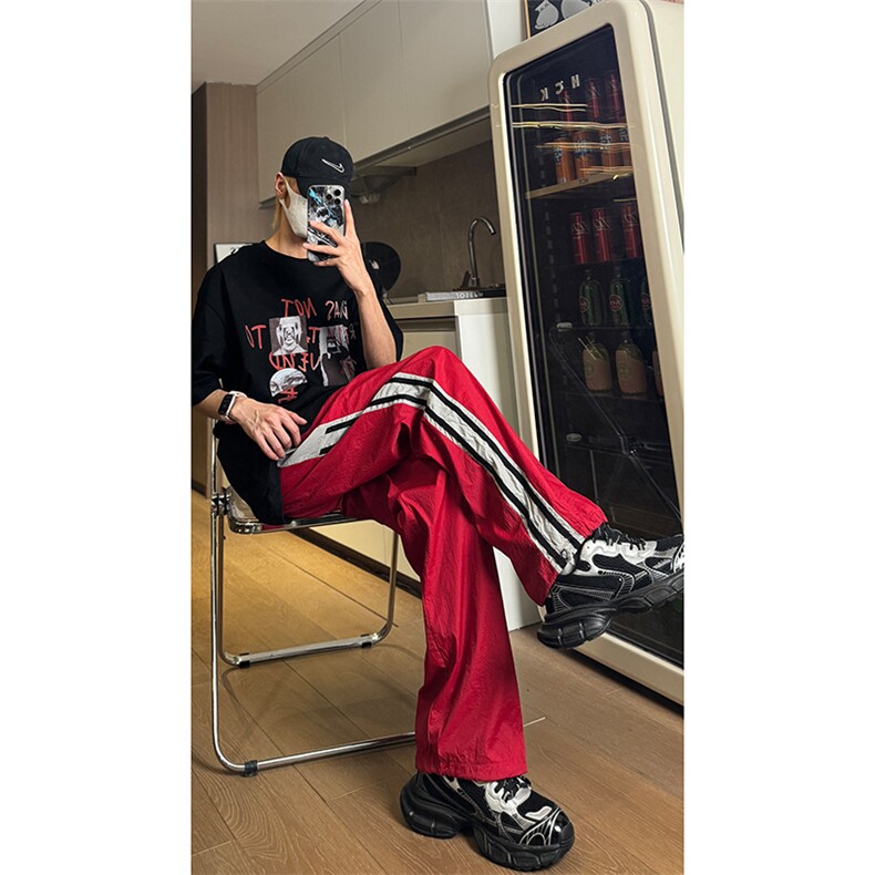 现货 夏季速干巴黎神裤撞色拼接条纹休闲运动长裤男K650-P45 控68图片