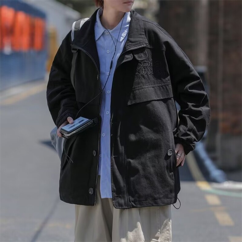 工装夹克外套男秋季潮牌宽松日系复古休闲百搭上衣服JD19,男装夹克,星座1116A-1（原606A）