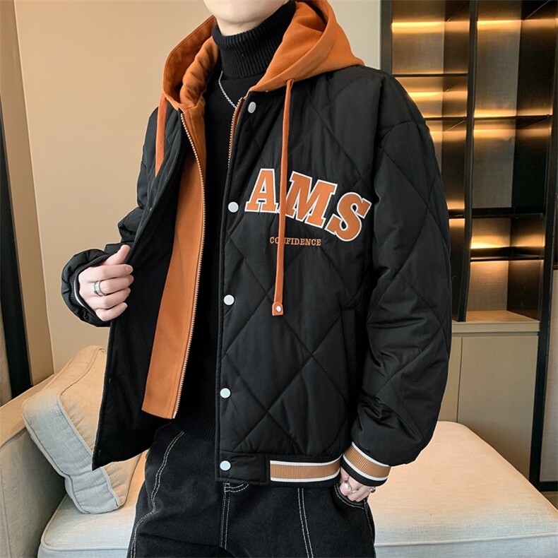 假两件棉服男士2024年新款青少年加厚棉衣服冬装外套M0791-P108,男装棉衣,星座308B-2