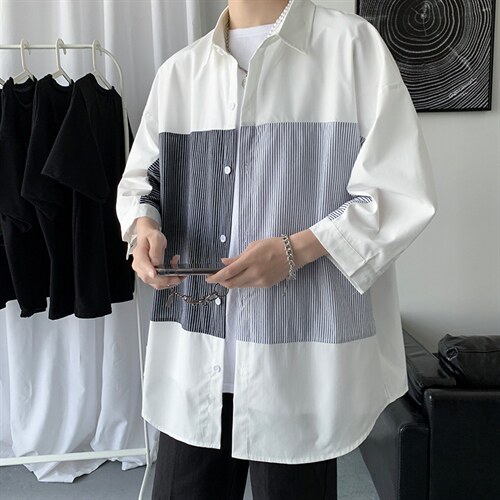 短袖衬衫夏季潮衬衣日系痞帅外套港风休闲上衣服A161-2-CT505-P45，男装T恤，电商A161-2