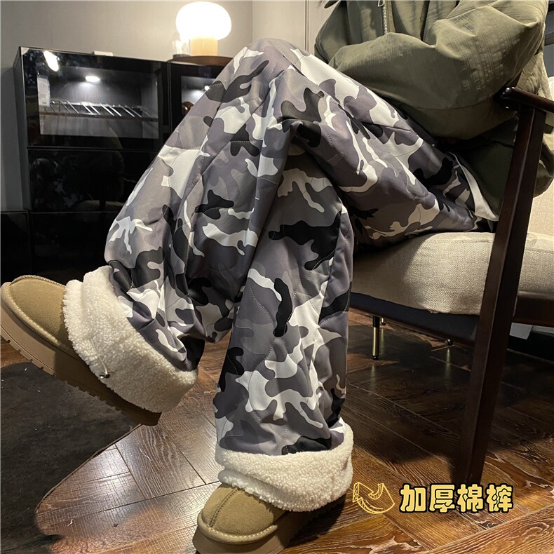 抖音品质冬季新款保暖加棉加厚迷彩宽松棉裤B315-K909-p65控88,男装休闲裤,电商B315