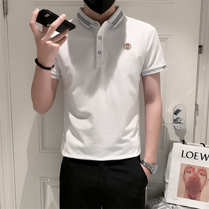 3038-P40短袖男夏季衫潮牌翻领网红男士t恤金牛精神小伙半袖图片