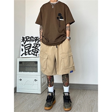 日系工装短裤男美式夏季休闲过膝五分裤A061-YJ6914-P35-限58，男装休闲裤，电商A061