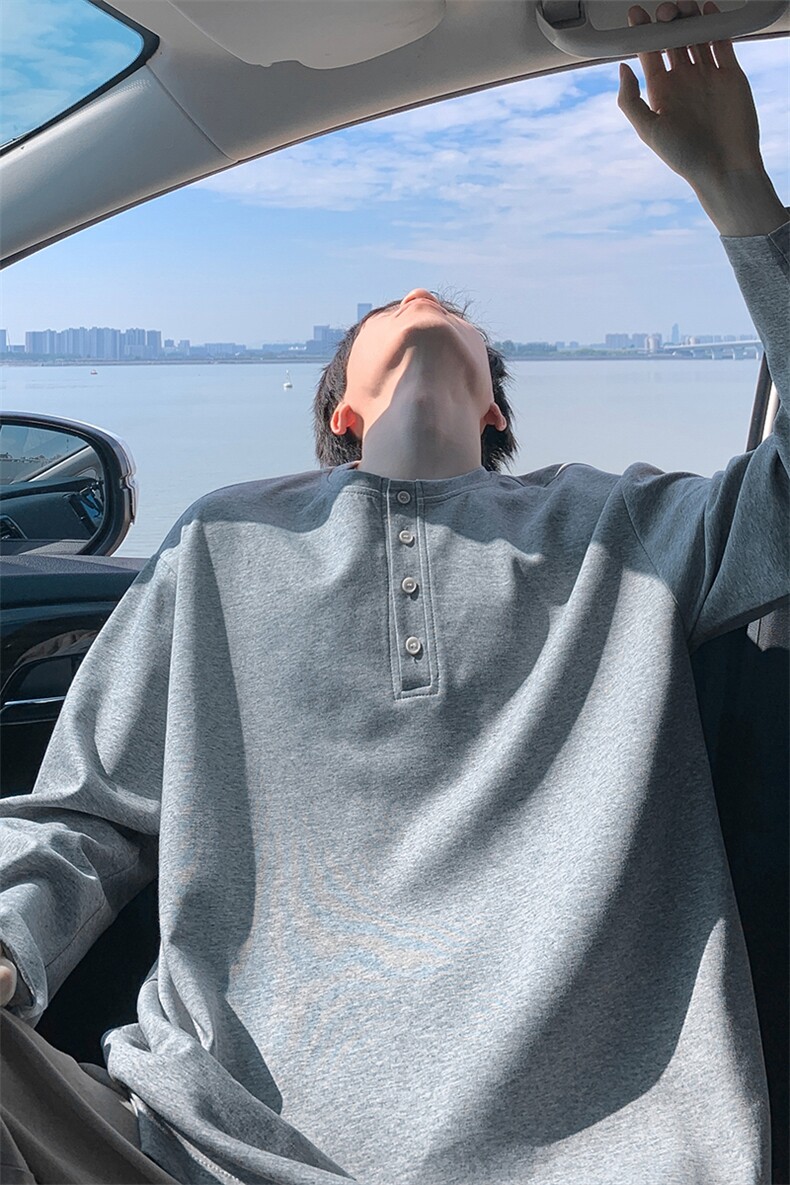 纯色曼巴棉亨利领痞帅大码长袖T恤男T5378改长袖T53781-特P30控58,男装T恤,电商A001