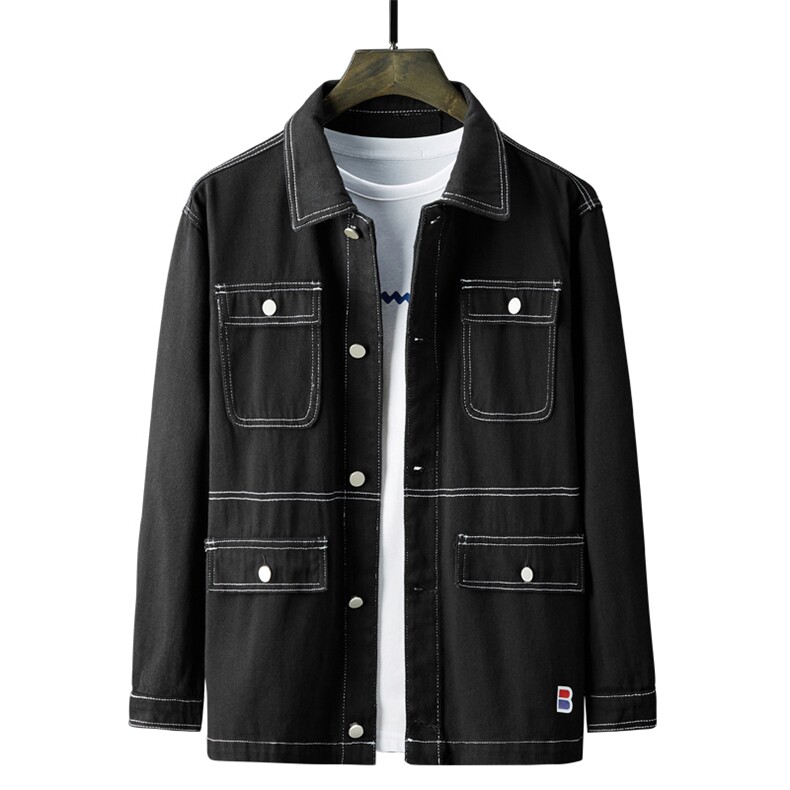 春季牛仔夹克韩版潮流宽松百搭工装日系外套上衣服男装8213-P80,男装夹克,电商A318