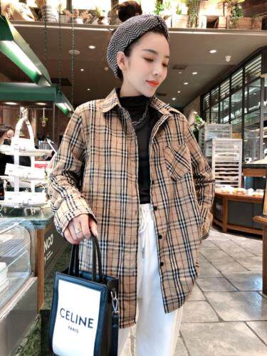 加绒格子衬衣，女装，一杭