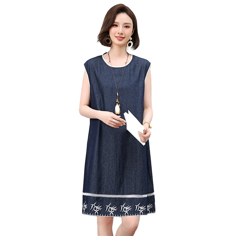 2025年夏季中长款牛仔连衣裙无袖,女装连衣裙,小林双子