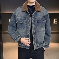 2025冬款夹克男加绒加厚羊羔毛领牛仔外套工装上衣B317/J616/P165，男装工装外套，电商B317