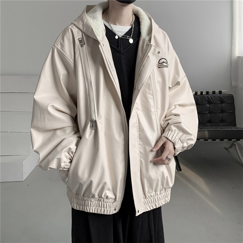 春装冲锋衣连帽皮夹克机车PU皮衣外套P110控158抖音控178加绒+20,男装夹克,电商B370