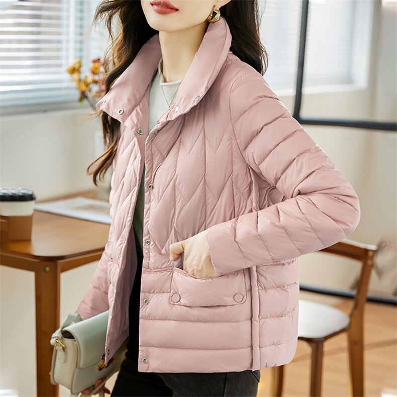 2022冬季新款羽绒服加厚立领休闲款90白鸭绒,女装羽绒服,蝶眷