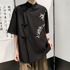 短袖衬衫男士2024夏季新款树枝印花潮设计感宽松上衣外套，男装衬衫，星座716-4