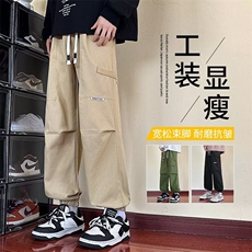 春款男休闲工装裤大口袋束脚长裤大码M-5XLH873P50，男装休闲裤，星座1013-1