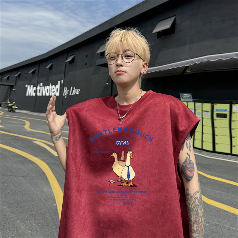 麂皮绒背心坎肩男T恤美式港风潮JB453-特P19控38图片