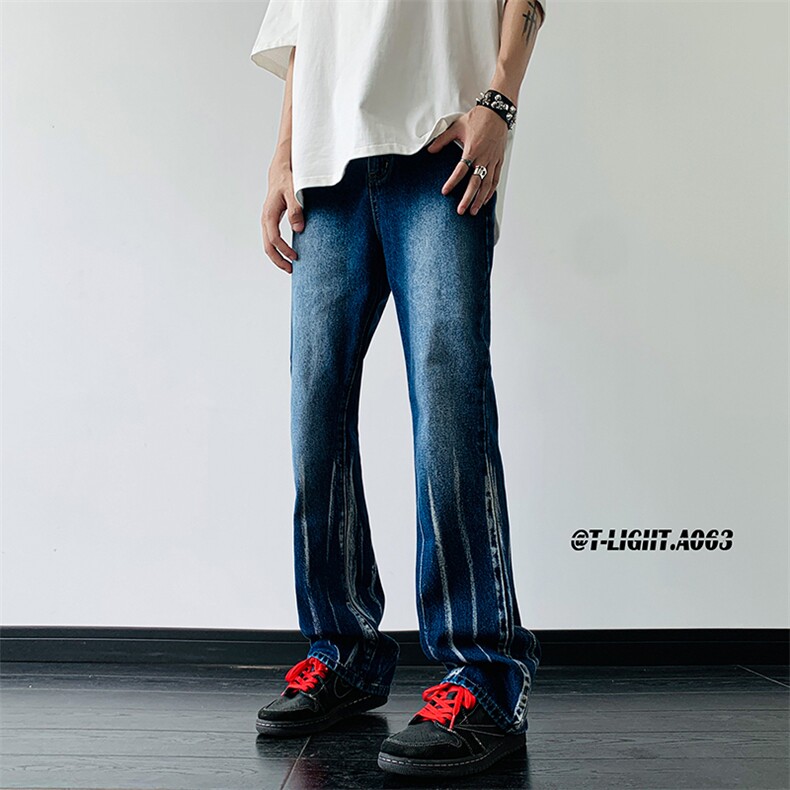 秋季美式ins高街hiphop微喇扎染牛仔裤货号K2313P55控78,男装牛仔裤,电商A063