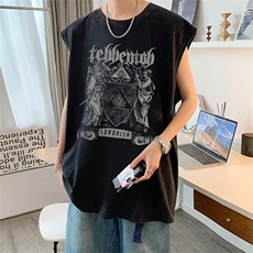 数据超好抖音品240克重磅欧美式潮牌水洗背心无袖t恤BX338-P35，男装T恤，电商A486