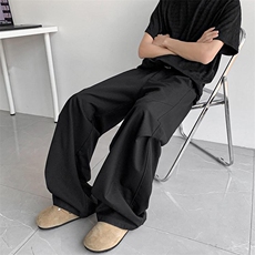 春夏美式高街褶皱休闲裤男女西裤直筒垂感裤子潮牌百搭阔腿长裤子，男装西裤，电商A486