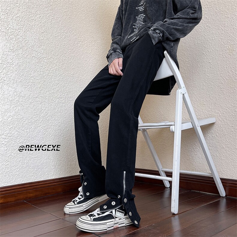 B221美式ins高街小众排扣拉链牛仔裤LK22073-P60控78,男装牛仔裤,电商B221