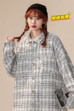 冬款加绒加厚中性夹克男美式千鸟格翻领长袖外套J25025J加绒-P80，男装夹克，电商A001-1