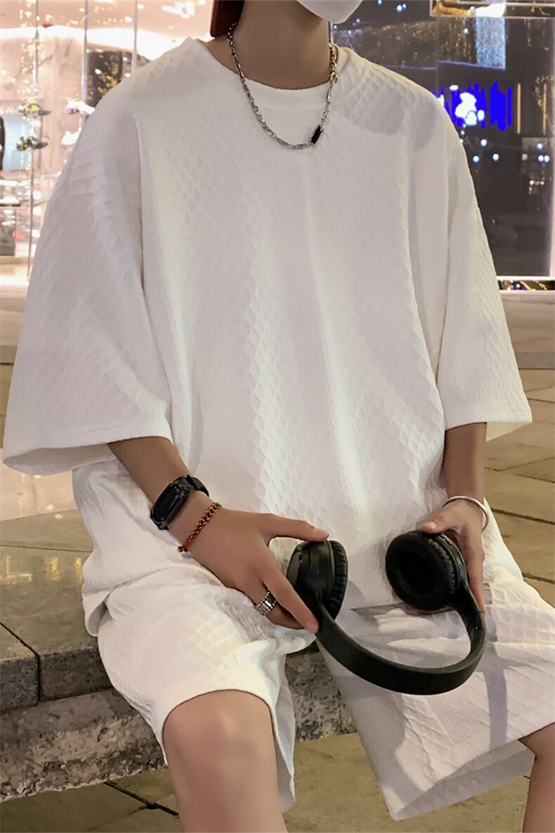 TZ85355/P60夏季提花新款短袖短裤t恤休闲宽松大码两件套套装男,男装休闲套装,电商A141