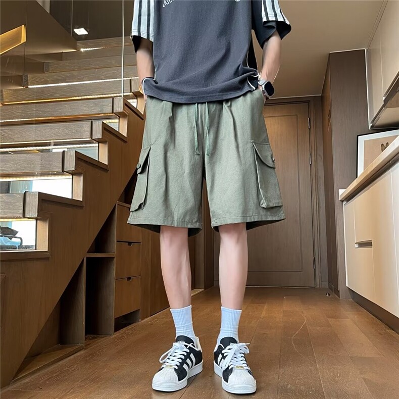 日系工装短裤男士夏季美式潮牌宽松大码直筒运动休闲学生五分裤子,男装牛仔裤,星座601-2