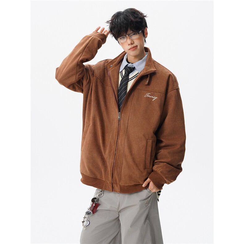 复古麂皮绒立领外套男女潮牌大码春秋飞行夹克美式外套JK5210/P80,男装夹克,电商B238
