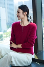 时尚百搭羊绒衫优雅显瘦女士上衣高级感十足，女装羊绒衫，百越羊绒