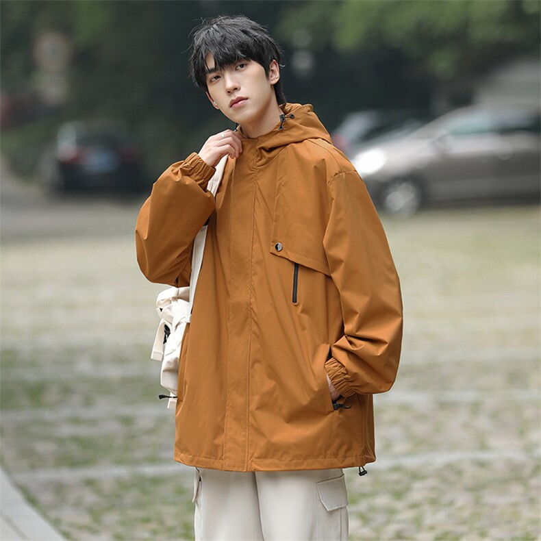 新款连帽冲锋衣夹克男山系户外潮流宽松休闲外套JK2302-P68,男装夹克,星座717